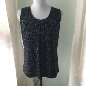 Kasper Sleeveless Blouse Black and silver Specks